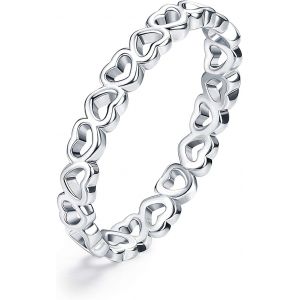 Kal-Bague En Argent 925, Bague Mignonne En Forme De Coeur Pour Femme Et Fille, Bagues De Promesse Pour Couples, Bagues De Mariage, Bague De No&euml;l Et D'anniversaire - Neuf