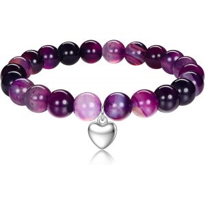 Kalanka-Bracelet Pierre Naturelle Femme Perle Bracelet C?ur Argent Bracelets Anti Stress Boh&egrave;me Bracelets Fantaisie Femme Bijoux - Neuf