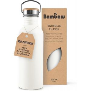Eryi-Gourde Inox 500ml, Bouteille D'eau Blanche, Gourde Sport Non-Isotherme, Gourde Enfant Inox, Bouteille Réutilisable, Gourde Velo U2013 Blanc Polaire - Neuf