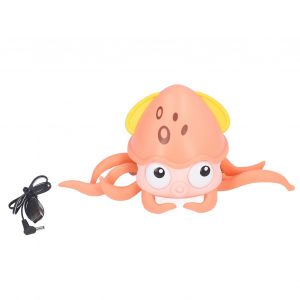 Jouet De Bain Pieuvre A Capteur Electrique, Amphibie, Flottant, Rampant, Pieuvre, Jouet A Tirer, Cadeau Ideal Pour Les Enfants Et Les Tout-Petits, Orange - Neuf