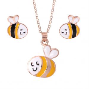 Ensemble De 2 Colliers Et Boucles D'oreilles En Alliage Pour Femme, Pendentif Animal Mignon, Tendance (Abeille) - Neuf