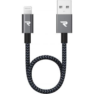 Thef-Câble Iphone [20cm/0.65ft] Certifié Apple Mfi, Iphone Chargeur Fibre De Nylon Tressé Avec Ultra Résistant, Câble Lightning Pour Iphone 14 13 12 11 Pro Max Xr Xs X 8 7 6 Plus Se Ipad- Gris Foncé - Neuf