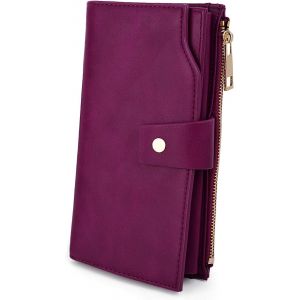 Femme Portefeuille Blocage Rfid En Pu Cuir Avec Bracelet Grande Capacité(21 Emplacements De Cartes) Poche Intérieure Convient Aux Portables 5.5 - Neuf