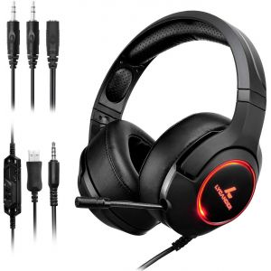 Casque De Jeu Avec Microphone Et Lumi&egrave;re Led, Entr&eacute;e 3.5 Mm (Pour Pc, Ps4, Xbox One, Nintendo Switch Et Plus) - Neuf