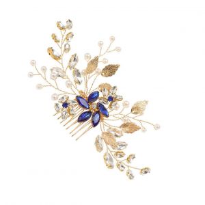 Ensemble De Peigne ¿¿ Cheveux De Mari¿¿E Orn¿¿ De Strass ¿¿L¿¿Gants Pour Les Occasions Formelles, Accessoire De Cheveux Bleu, 1 Pi¿¿Ce - Neuf