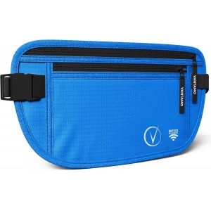 CAUC-Sac Banane Femme Ultra Fin avec Protection RFID, Antivol Banane Homme avec Sangle R&eacute;glable, Ceinture Course &agrave; Pied L&eacute;g&egrave;re pour Voyage et Sport, Pochette Secr&egrave;te pour Telephone et Passeport - Neuf