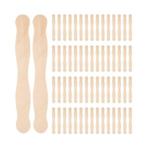 100 Pcs B&acirc;tons D'artisanat En Bois Naturel Avec Poign&eacute;es En &Eacute;ventail De 8 ""Et Spatule Pour L'artisanat De Bricolage,Outils De M&eacute;lange De Peinture - Neuf
