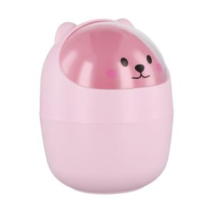 Poubelle De Table, Mini Poubelle De Bureau Avec Couvercle, Mini Amovible Porte Stylo Mignon, Belle Corbeille &Agrave; Papier, Plastique Poubelles De Maquillage (Rose) - Neuf
