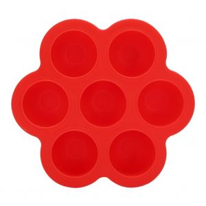 Boite De Conservation En Silicone Pour Aliments Pour Bebe, Moule A Oufs, Bac A Glacons, 7 Trous (Rouge) - Neuf