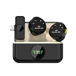 Ensemble de microphones Lavalier sans fil pour iPhone Android, double condensateur omnidirectionnel, micro à revers, suppression du bruit pour l'enregistrement vidéo (Type C Q8) - Neuf