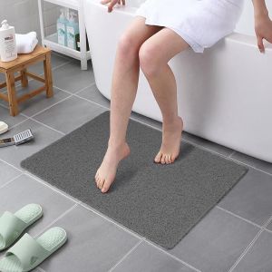 Kal-Tapis De Douche Antiderapant, 80x60cm Tapis De Baignoire Antidérapant Avec Drain, Doux Pvc Luffa Tapis De Bain Pour Salle De Bain, Séchage Rapide, Gris - Neuf