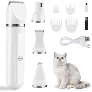 4 En 1 Tondeuse Pour Chien, Tondeuse De Pattes Pour Chat Rasoir Tondeuse Sans Fil Pour Chiens, Chats, Poils Longs,Pattes, Yeux, Oreilles, Visage, Corps - Neuf