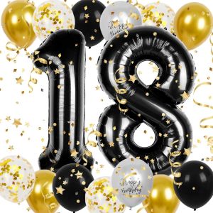 AYUHR-Decoration Anniversaire 30 Ans,30 Ans Décorations Anniversair Noir et Or,Ballon 30 An Noir et Or,pour Anniversaire Homme Femme Fête (30) - Neuf