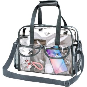 MAA-Grand sac fourre-tout transparent approuvé par les stades pour homme et femme, sac de courses en PVC transparent, sac étanche avec poignées pour déjeuner, stade, concerts, jeux sportifs - Neuf