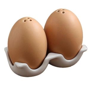 Ensemble De Salières Et Poivrières En Céramique,Mini Shakers En Forme D'?Uf Brun Avec Support De Maintien En Carton Szrh A-F - Neuf