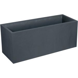 NouvelHorizonstore-Jardini&egrave;re Volcania 98 L - D&eacute;cor Imitation Pierre - Double Paroi - Zone de R&eacute;tention d'Eau - Modulable - 99,5 x 39,5 x 43,5 cm - Gris anthracite - Neuf