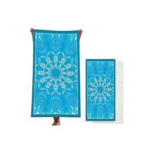 Serviette De Plage En Microfibre 140 X 70 Cm - Bleu Clair, Serviette De Bain Absorbante Pour La Plage, La Piscine Et La Salle De Sport - Neuf