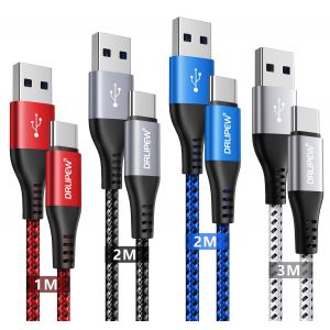 KALANKA-Cable USB C Charge Rapide [1M+2M+2M+3M, Lot de 4], Cable Chargeur USB Type C Tress&eacute; pour iphone 15, Samsung Galaxy S24 S23 S22 S21 S20 S10 S9, A32 A42 A51 A71 A80 A90, Note 20 10, Google Pixe - Neuf