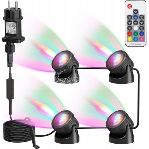 Rgb Lumières Led Submersible Avec Télécommande,Lumières De Piscine Étanches Ip68,Éclairage De Jardin,Éclairage Sous-Marin Pour Étang,Patio,Fontaine De Jardin,Lot De 4 - Neuf