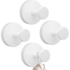 4 Pièces Crochet à Ventouse,Acier Inoxydable Crochets à Ventouse,Puissant Charge 5Kg,Sans Percage,Amovible, Crochet Mural,Pour Verre,Carrelage,Salle de Bain,Cuisine -Blanc - Neuf