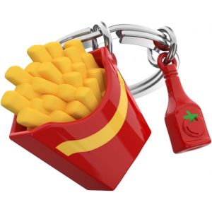 KAL-Metalmorphose - Porte-Cl&eacute;s Cornet De Frites Et Ketchup, Porte Cl&eacute;s Fun, Fastfood - Cadeau Original Homme Et Femme - Neuf