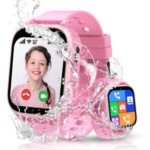 Montre Connect&eacute;e Enfant 4G/GPS/WiFi/Appel Vid&eacute;o, Montre GPS Enfant Fille Gar&ccedil;on avec T&eacute;l&eacute;phone Chat Familial, SOS, IP68 Jeux R&eacute;veil, Mode Classe, Montre Intelligente Enfants Cadeau pour 4-12 Ans - Neuf