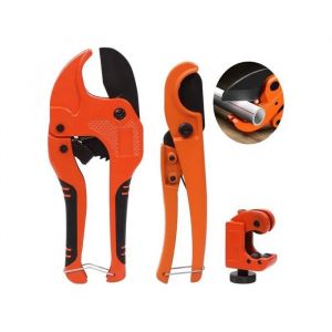 Coupe-Tube PVC et PEX Lot de 3 - Acier Haute Qualit&eacute; - M&eacute;canisme &agrave; Cliquet, Mini Coupe-Tube, Coupe Rapide &agrave; Une Main - Neuf