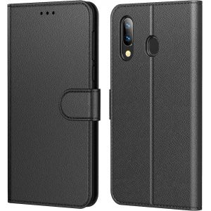 KALANKA-Etui Coque pour Huawei P Smart 2019, Protection Etui Housse en Cuir Portefeuille Livre,[Emplacements Cartes],[Fonction Support],[Languette Magn&eacute;tique] pour (P Smart 2019 (6,21""), Noir) - Neuf