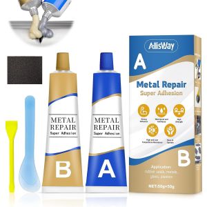 CHECARZHN--NO1-Colle Metal, Soudure A Froid Metals, Colle Metal Extra Forte, Super Glue, Convient Pour La Réparation Des Fissures, De L'Usure, Etc, De Divers Matériaux Métalliques, 50G + 50G - Neuf