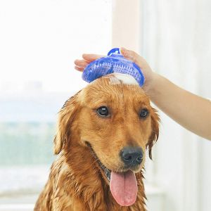 Brosse De Toilettage Bleue Pour Chien, Lot De 2, Avec Sangle Réglable Et Manche En Caoutchouc Pour Chiens Et Chats À Poils Longs Et Courts. - Neuf