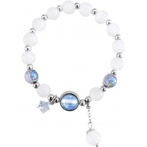 Eryi-Bracelet En Pierre D'oeil De Chat, Bracelet Oeil De Chat, Bracelet Perles Femme, Bracelet Élastique Femme, Cristal Perles Oeil De Chat Bracelet, Bracelet Pierre Femme - Neuf