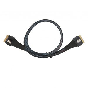 Cable adaptateur de transmission de donnees Slim SaS SFF-8654 8i vers SFF-8654 8i 24 Gbit/s SaS4.0 30 aWG 0,5 m - Neuf
