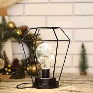 Lampe De Chevet À Piles De 21 Cm De Haut, Suspension Sans Fil Avec Ampoule Led Edison, Idéale Pour Un Balcon, Une Terrasse, Une Chambre, Un Mariage, Un Intérieur Ou Un Extérieur (Noir). - Neuf