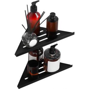 &Eacute;tag&egrave;res d'angle Pas de Per&ccedil;age Chariot de Douche Panier de Rangement Mural Auto-adh&eacute;sif, Autocollant Rangement pour Organisateur de Douche Acier Inoxydable &Eacute;tag&egrave;re(Bross&eacute;) - Neuf