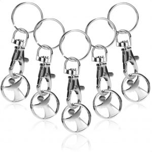 Kal-® Porte-Clés En Métal Avec Mousqueton Et Puce De Caddie Avec Divers Motifs - Neuf