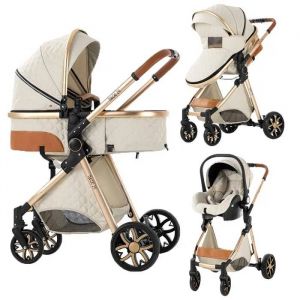 Poussette Magic Zc Pousette Trio 3 En 1 Poussette Pliable Compacte Jusqu'à 30kg 0-3ans Avec Sac À Main Avec Habillage Pluie Blanc - Neuf