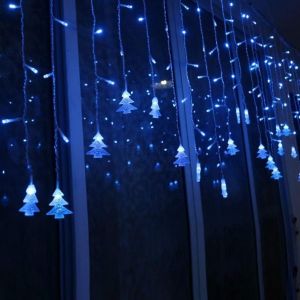 Rideaux Lumineux, 96 Led Cha&icirc;ne De Lumi&egrave;res De 3m*0.65 M, 8 Modes D'&eacute;clairage, D&eacute;coration De Fen&ecirc;tre, De No&euml;l, De Mariage, D'anniversaire, De Maison, Patio, Bleu [Classe &Eacute;nerg&eacute;tique G] - Neuf