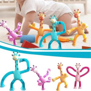 Ventouse T&eacute;lescopique, Tube Pop, Girafe, Jouet Sensoriel, Fidget, Pour Enfants En Bas &Acirc;ge, Gar&ccedil;ons Et Filles, 4 Pi&egrave;ces - Neuf
