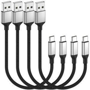 AYU-Câble USB C court 20 cm, paquet de 4 câbles de charge rapide 3A Câble de charge USB C court Câble USB C vers USB A Câble de données de type C pour Huawei Mate 50/40/30 Pro Xiaomi Samsung Gala - Neuf