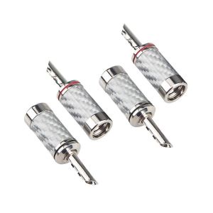 Lot de 4 fiches bananes pour haut-parleur audio,en fibre de carbone,blanc - Neuf