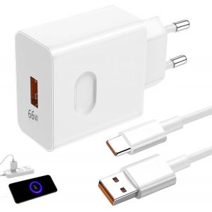 LORANKA-Chargeur 66w Honor, Supercharge Chargeur Rapide avec 6 A 1m Cable USB C Chargeurs pour T&eacute;l&eacute;phones Portables Compatible Honor Magic6 Lite 5 Lite 6 5 Pro X6b Mate 60 50 P60 Pad 9 X9 X8a - Neuf