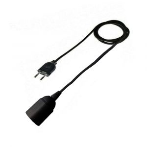 C&acirc;ble Pour Lampe E27 Noir C&acirc;ble &Eacute;lectrique Avec Douille Et Prise 3 M&egrave;tres Douille Lisse Pour Ampoule Visible Fabriqu&eacute; En Italie Qualit&eacute; Sup&eacute;rieure - Neuf