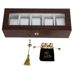 Hjlian Organisateur De Montres, Durable Et Robuste, 5 Grandes Fentes, Resistant A La Poussiere Et A L'humidite, Elegant, Presentoir De Montres - Neuf