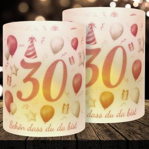 Lot De 16 Photophores Décoratifs De Table Pour 30 Ans-Or Rose-Décoration De Table Pour 30 Ans-Pour Femme-Décoration Pour 30 Ans-« Schön Dass Du Da Bist »-Convient Pour Bougies Chauffe-Plat - Neuf
