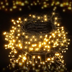 KAL-Guirlande Lumineuse À Piles, 22 M, 200 Led, Lumières De Noël D'Extérieur Pour Jardins, Festivals, Chambre À Coucher, 8 Modes, Boîtier À Piles Amélioré - Neuf