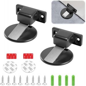 KALANKA-2 Pièces Bloc Porte Magnetique, Magnétisme Puissant Cale Portes en Métal, Auto Adhésif Butée Porte Magnétique Solide Livré avec Ruban Adhésif Vis, pour Salle Bain et Chambre Coucher¿Noir¿ - Neuf