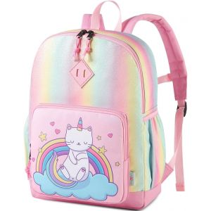 Sac à Dos Enfant, Cartable Filles Primaire 4-6 Ans Léger Brillant Imperméable Sac a Dos Licorne Mignon pour A4 Dossier Maternelle École avec Sangle de Poitrine[T158] - Neuf