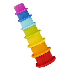 Gobelets &Eacute;ducatifs En Silicone Arc-En-Ciel, Jouet De Sable Pour Tout-Petits, Gobelets Empilables Color&eacute;s, Jouet D'apprentissage Pour Gar&ccedil;ons Et Filles, Multicolore - Neuf