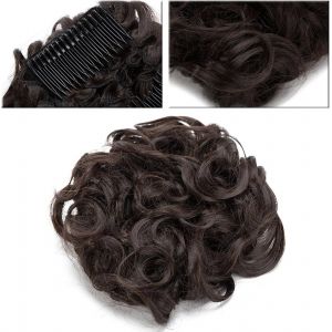 Tianyi-Chignon Postiche Cheveux Pince Marron Foncé, Combs Faux Postiche Chignon 90g Faux Chignon Cheveux Naturel - Neuf