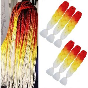 Meches Pour Tresses Africaine Blanc Meches Tressage Box Crochet Braids Box Bradis Hair Kanekalon Cheveux &Agrave; Tresser Synth&eacute;tique Haute Temp&eacute;rature Cheveux &Agrave; Tresser Pour Les Femmes (Noir - Brun Fonc&eacute;) - Neuf